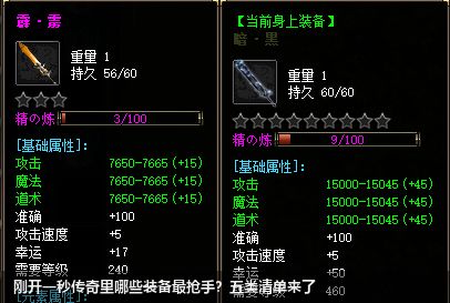 刚开一秒传奇里哪些装备最抢手？五类清单来了